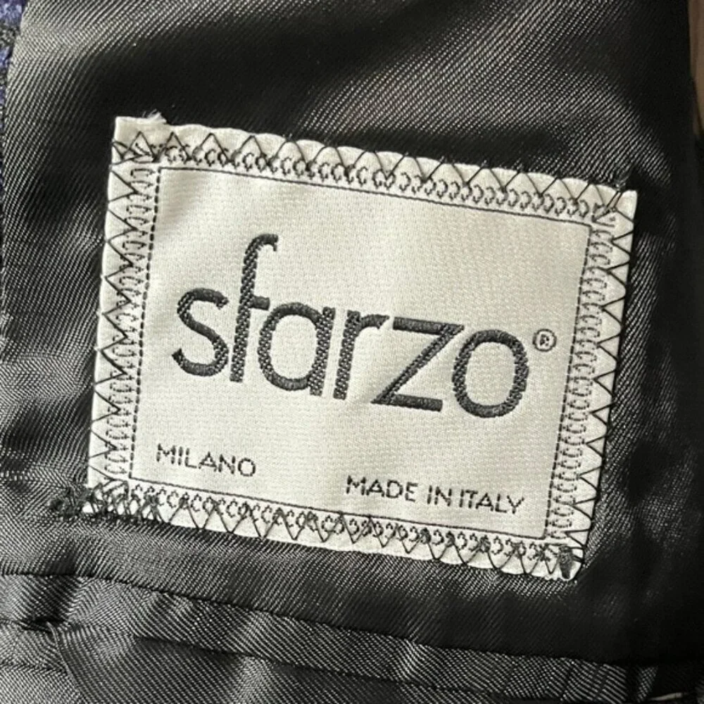 Sfarzo Milano Made in Italy Textured Wool-Blend Blazer - Navy & Black - Size 50